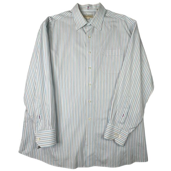MICHAEL Michael Kors Other - Tommy Bahama Cotton Long Sleeve Button Dress Shirt Blue‎ Striped 17.5 x 34/35